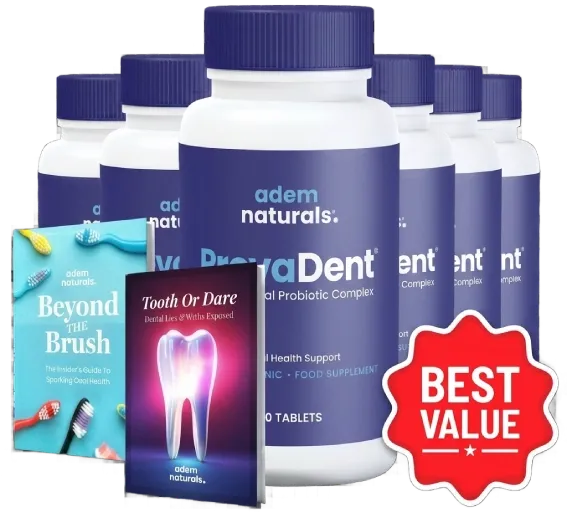 ProvaDent 6-Bottle Best-Value Package with 2 Bonus Guides Six bottles of ProvaDent with Beyond the Brush and Tooth or Dare bonus guides